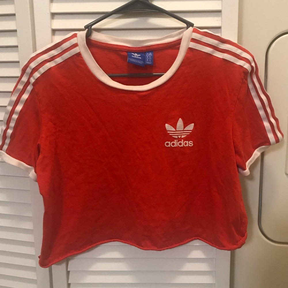 Red adidas crop top